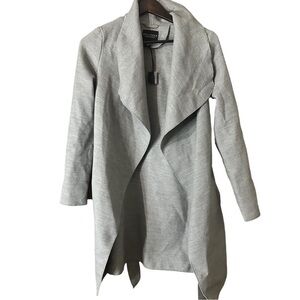 Revamped Grey Waterfall Collar Waist Tie Women's Coat Sz XS Cozy Fall Academia